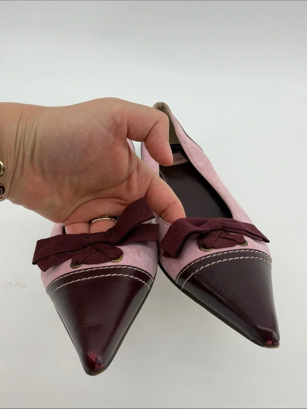 Vintage Y2K Coach Tulla Kitten Heels in Pink and Maroon 7.5B S38